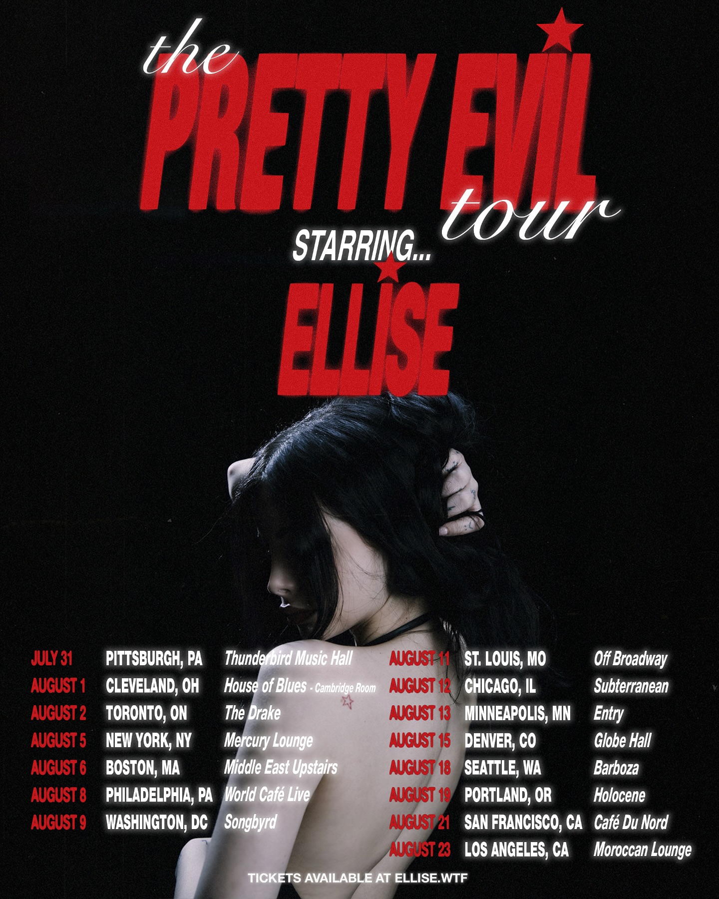 Ellise The PRETTY EVIL Tour Poster 2025