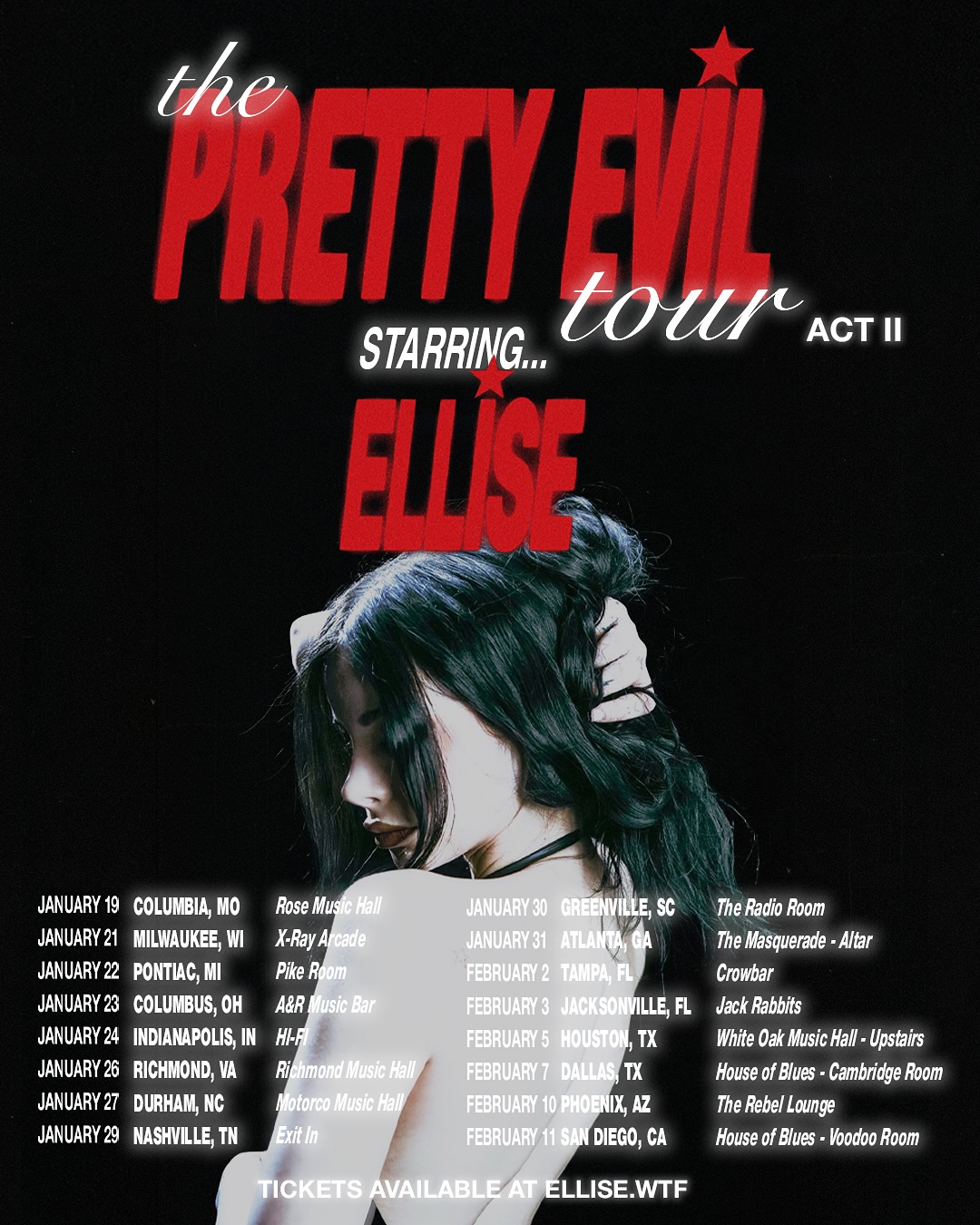 Ellise The PRETTY EVIL Tour Poster 2026